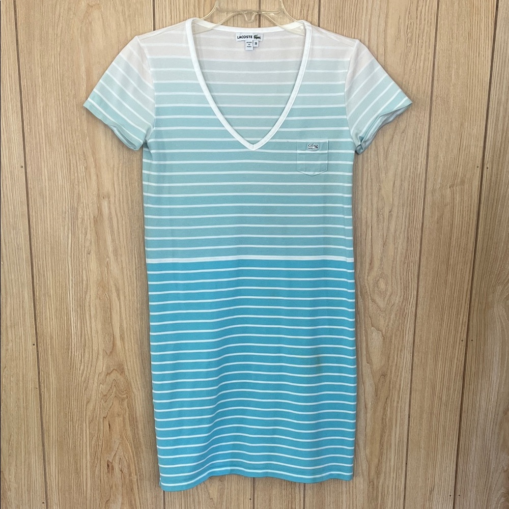 Lacoste Women’s Blue Ombre Stripe V-Neck Swim Coverup